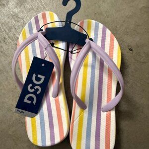 DSG Multicolored Striped Flip Flops - Size 13